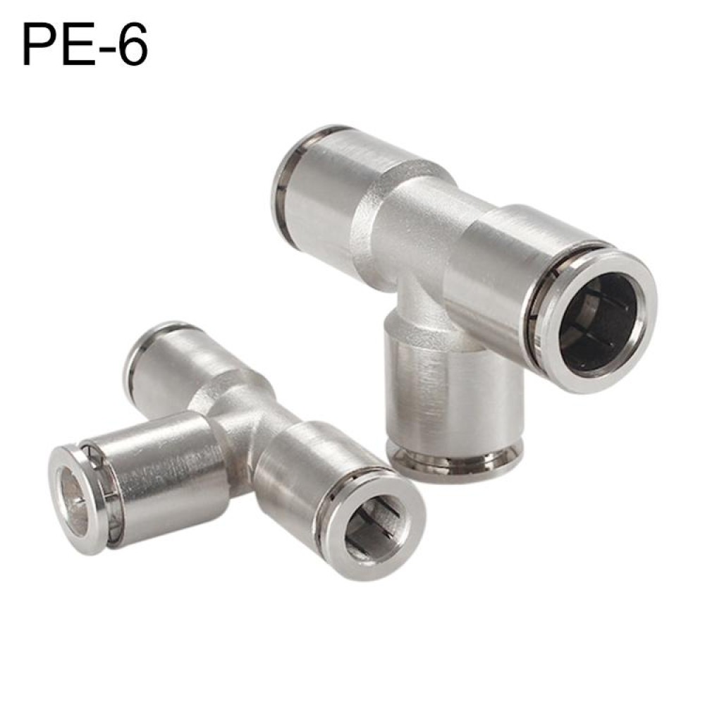 PE-6 LAIZE Nickel Plated Copper Tee Pneumatic Quick Fitting Connector