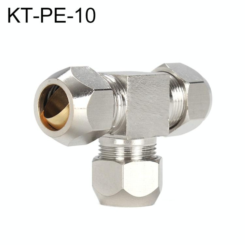 KT-PE-10 LAIZE Nickel Plated Copper T Type Tee Pneumatic Quick Fitting Copper Pipe Connector