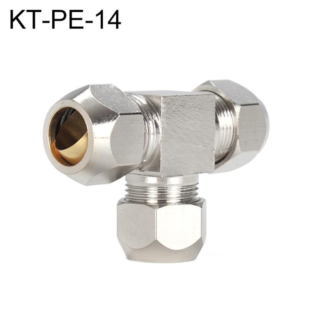 KT-PE-14 LAIZE Nickel Plated Copper T Type Tee Pneumatic Quick Fitting Copper Pipe Connector