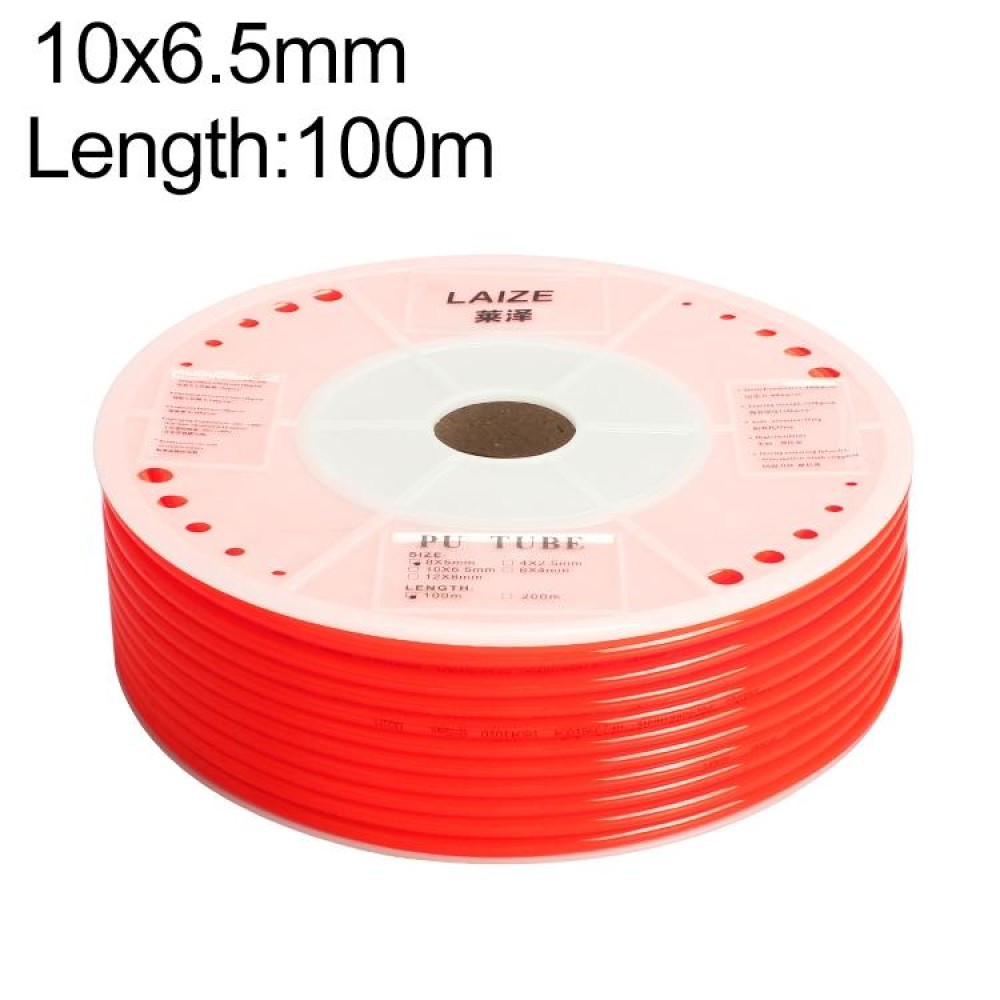 LAIZE Pneumatic Compressor Air Flexible PU Tube, Specification:10x6.5mm, 100m(Red)