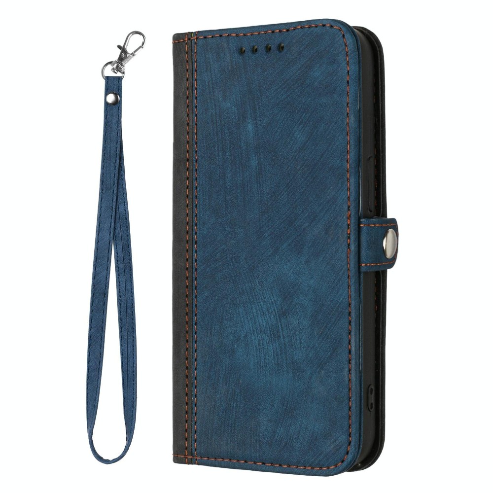 For Samsung Galaxy S22 5G Side Buckle Double Fold Hand Strap Leather Phone Case(Royal Blue)