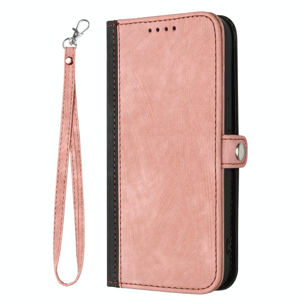 For Samsung Galaxy S22 5G Side Buckle Double Fold Hand Strap Leather Phone Case(Pink)