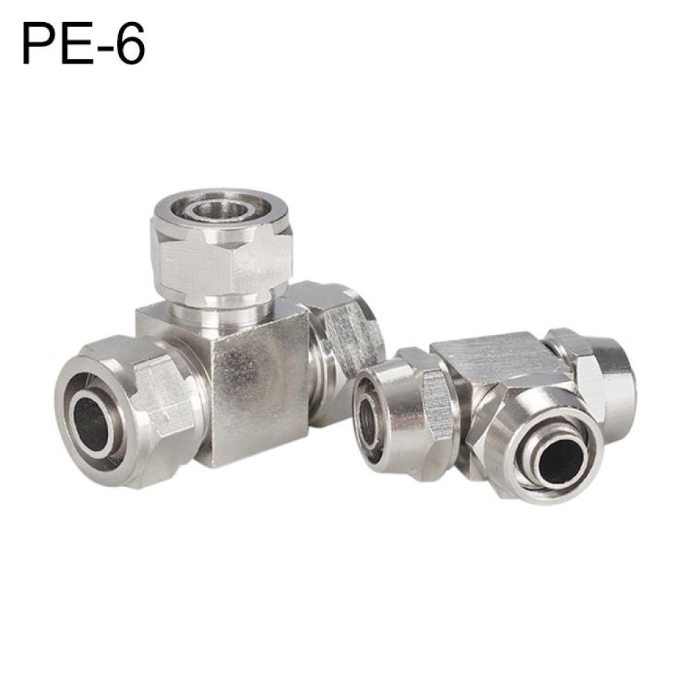 PE-6 LAIZE Nickel Plated Copper Y-type Tee Pneumatic Quick Connector