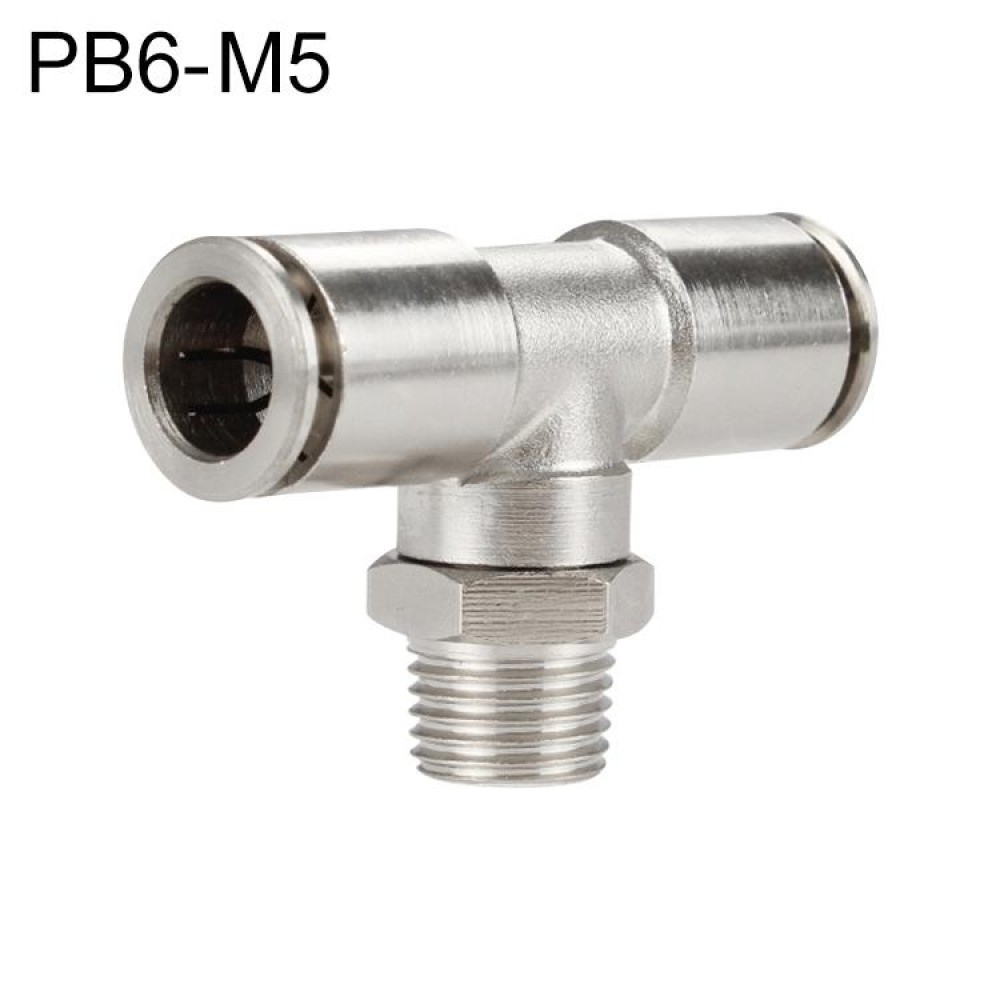 PB6-M5 LAIZE Nickel Plated Copper Male Tee Branch Pneumatic Quick Connector