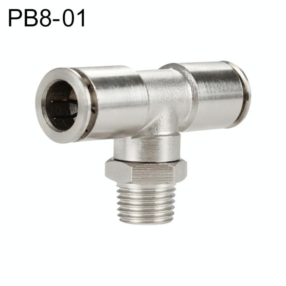 PB8-01 LAIZE Nickel Plated Copper Male Tee Branch Pneumatic Quick Connector