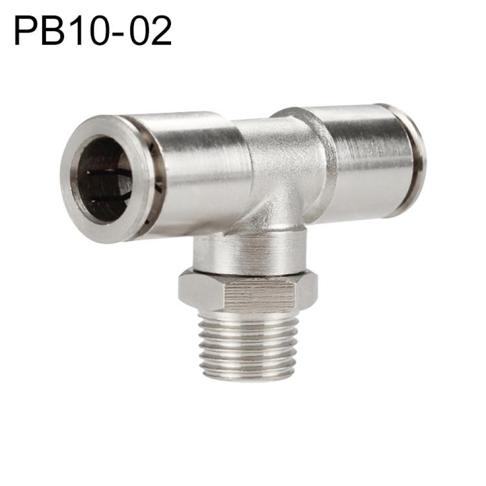 PB10-02 LAIZE Nickel Plated Copper Male Tee Branch Pneumatic Quick Connector