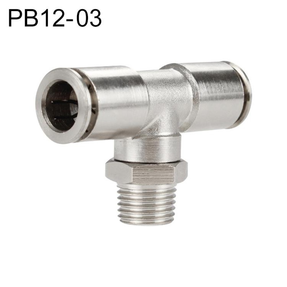 PB12-03 LAIZE Nickel Plated Copper Male Tee Branch Pneumatic Quick Connector