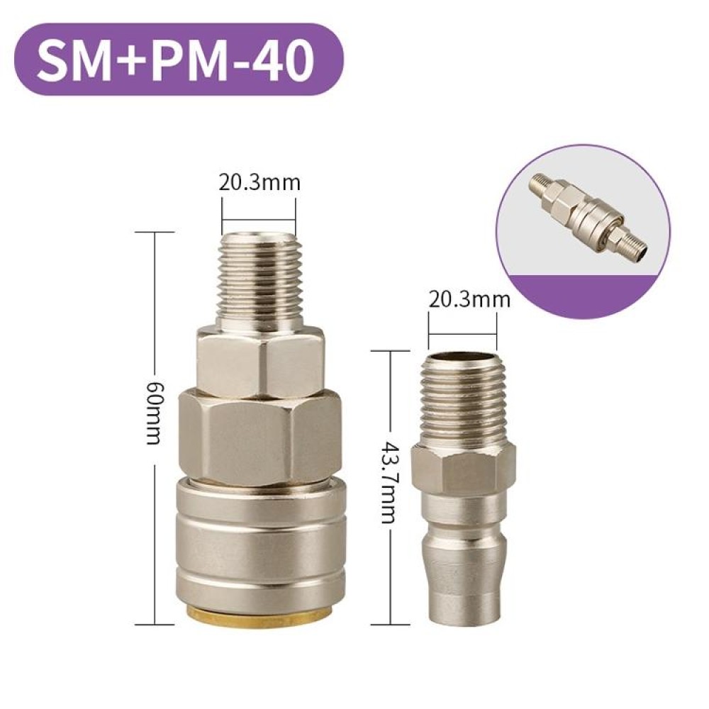 LAIZE SM+PM-40 10pcs C-type Self-lock Pneumatic Quick Fitting Connector