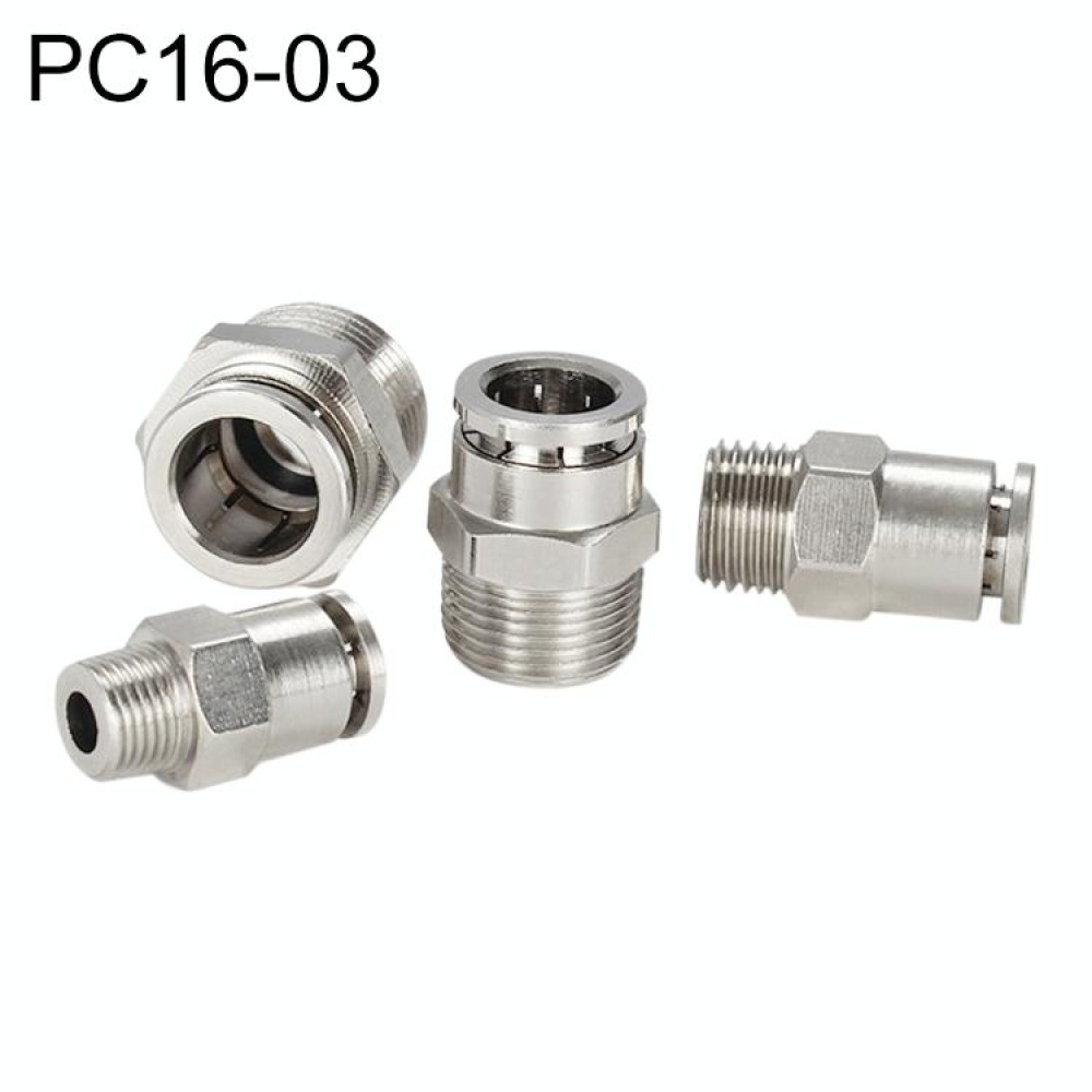 PC16-03 LAIZE Nickel Plated Copper Male Thread Straight Pneumatic Quick Connector
