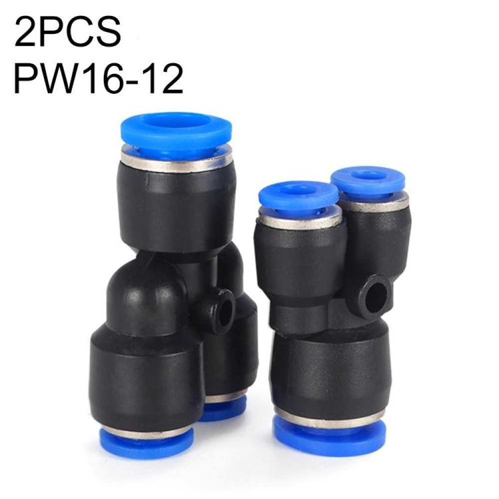 PW16-12 LAIZE 2pcs Plastic Y-type Tee Reducing Pneumatic Quick Fitting Connector