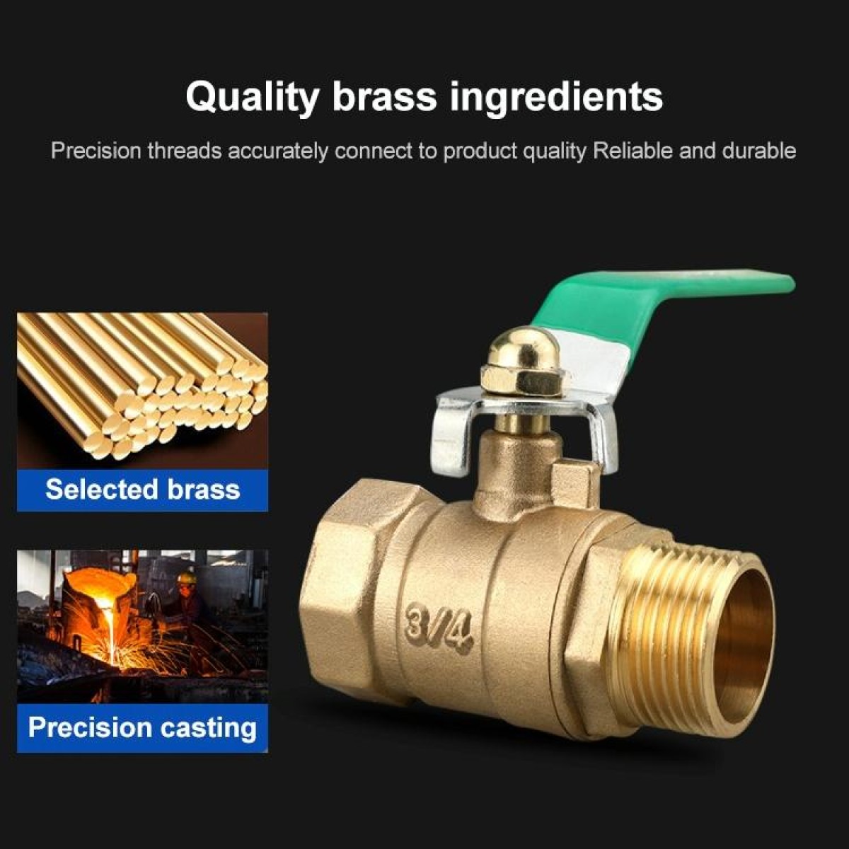 LAIZE Pneumatic Hose Connector Thickened Brass Ball Valve, Size:Double Outside 3 Point 3/8 inch