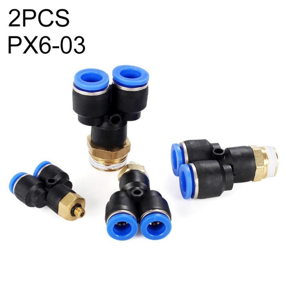 PX6-03 LAIZE 2pcs Plastic Y-type Tee Male Thread Pneumatic Quick Connector