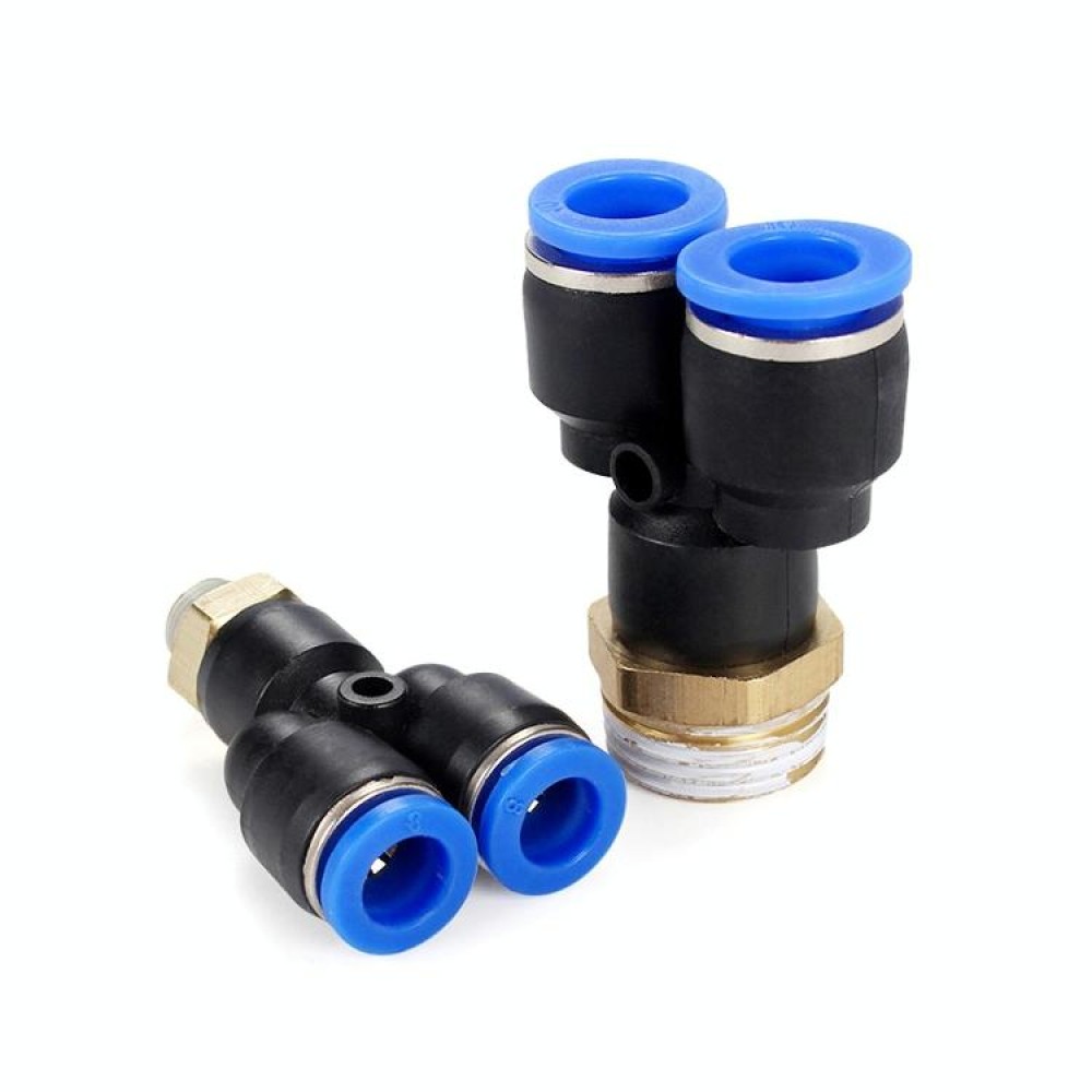 PX6-04 LAIZE 2pcs Plastic Y-type Tee Male Thread Pneumatic Quick Connector