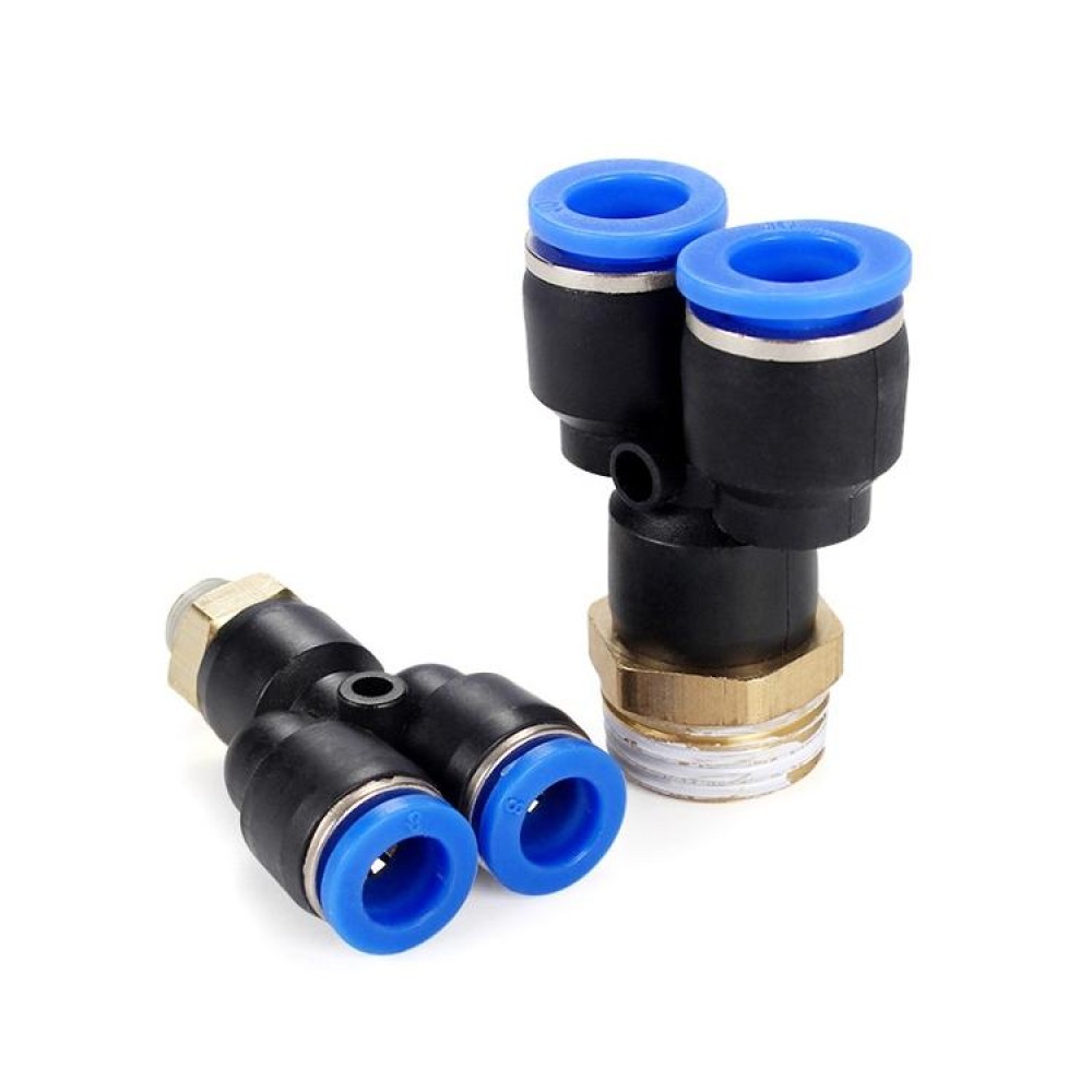 PX8-01 LAIZE 2pcs Plastic Y-type Tee Male Thread Pneumatic Quick Connector
