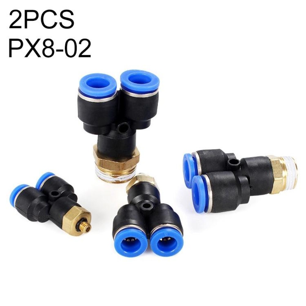 PX8-02 LAIZE 2pcs Plastic Y-type Tee Male Thread Pneumatic Quick Connector