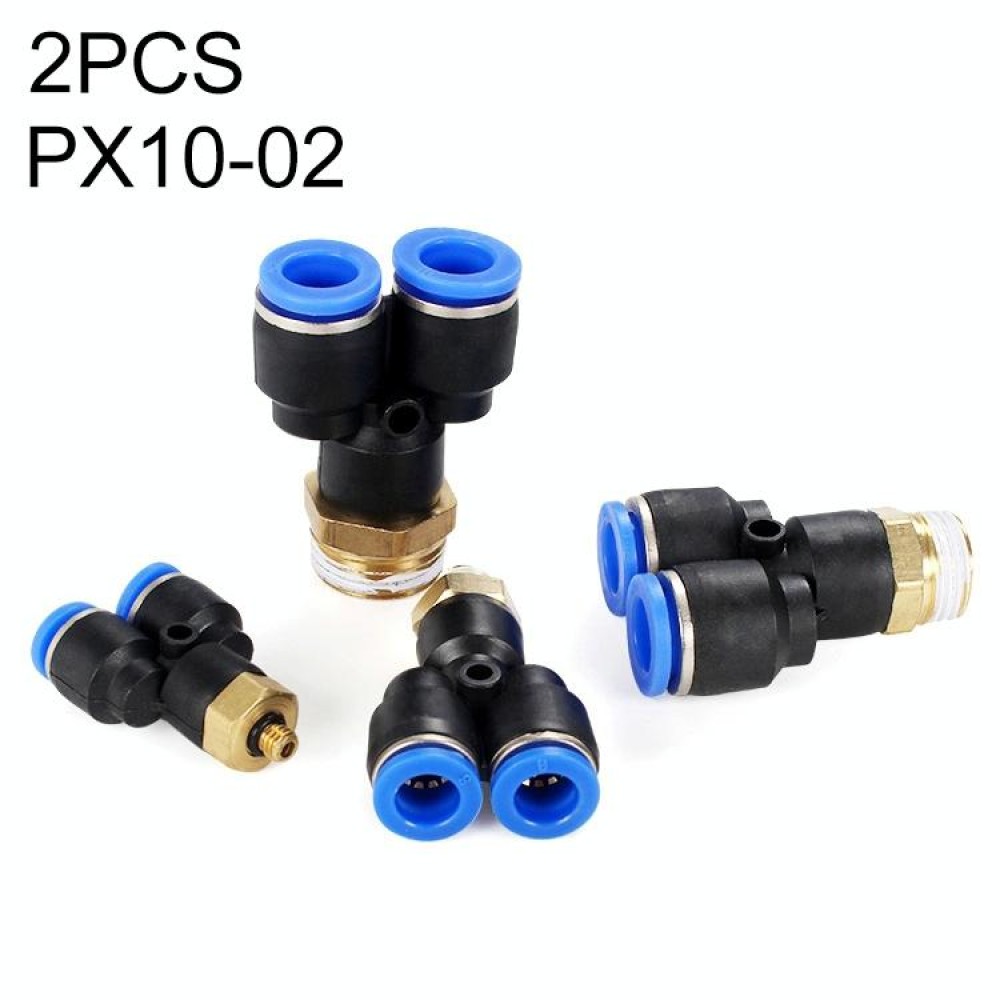 PX10-02 LAIZE 2pcs Plastic Y-type Tee Male Thread Pneumatic Quick Connector