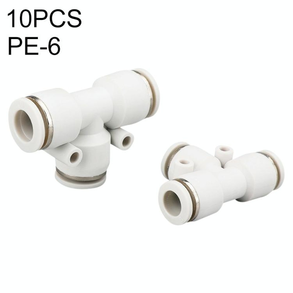 PE-6 LAIZE 10pcs PE T-type Tee Pneumatic Quick Fitting Connector