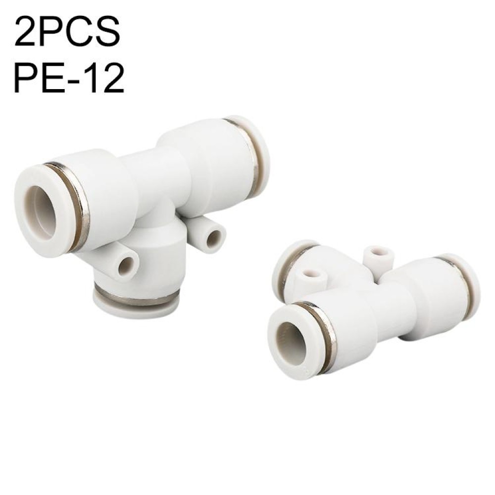 PE-12 LAIZE 2pcs PE T-type Tee Pneumatic Quick Fitting Connector