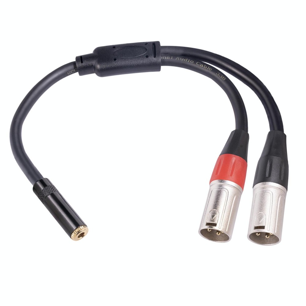TC227YXK402-03 3.5mm Female to Dual XLR 3pin Male Audio Cable, Length: 30cm(Red Black)