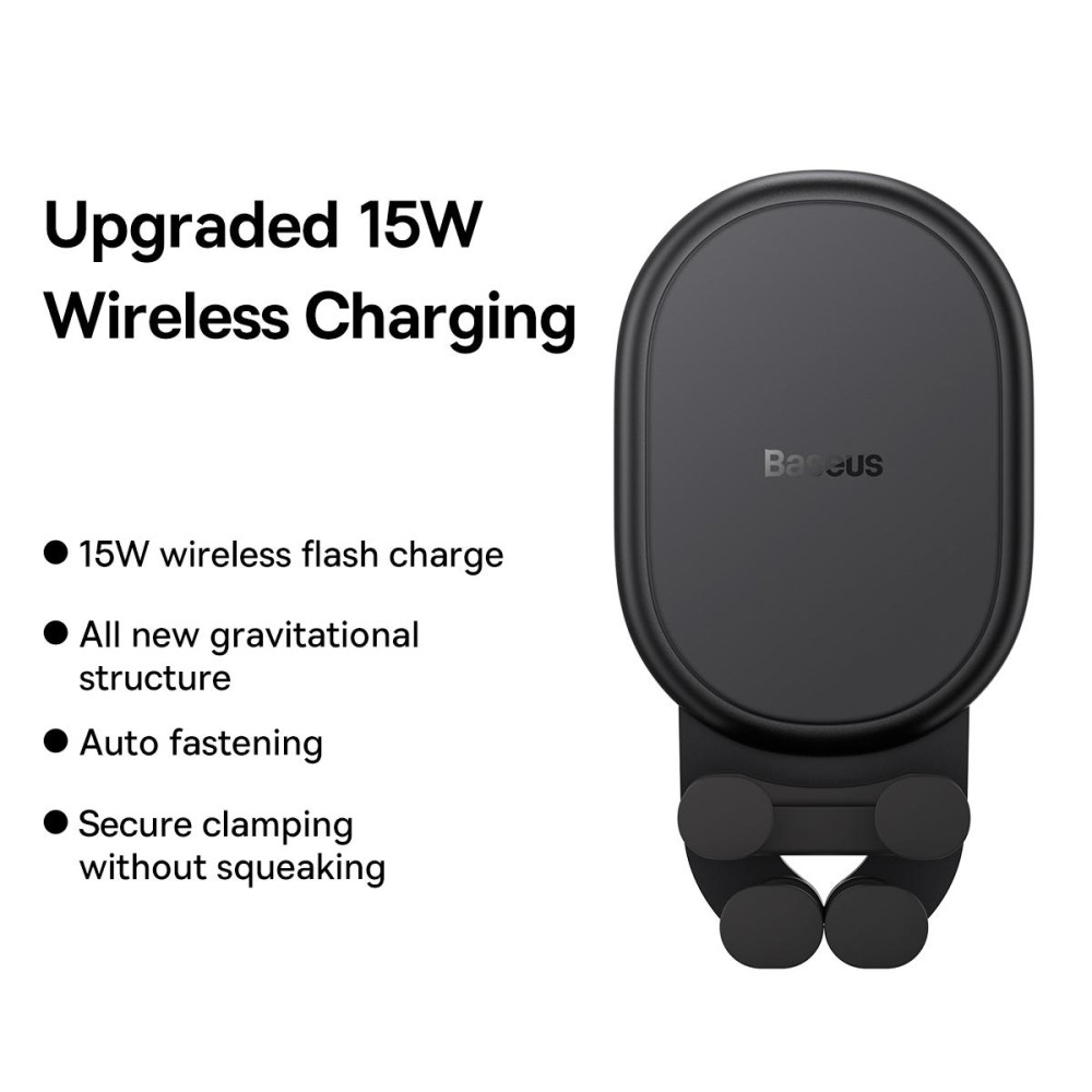Baseus 15W Stable Gravitational Wireless Charging Car Mount Pro Air Outlet Version(Black)
