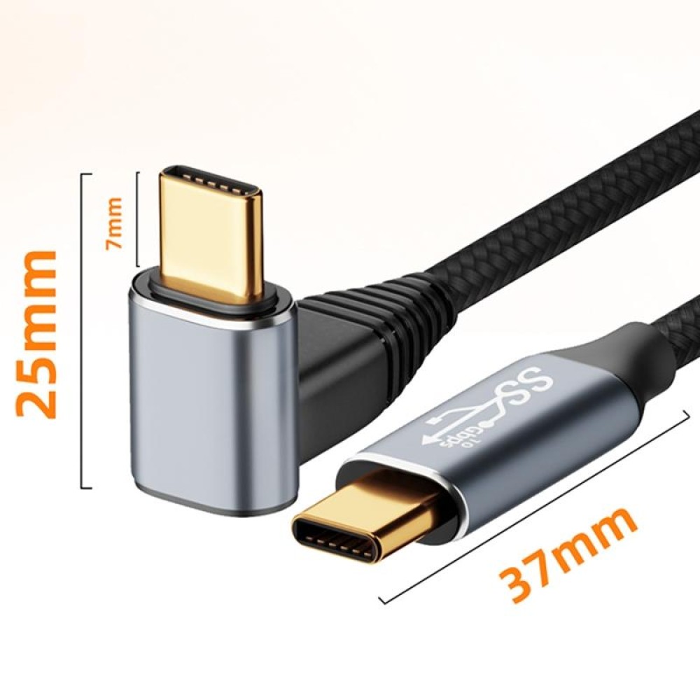 For Steam Deck Gen 100W USB-C/Type-C Male to USB-C/Type-C Female Stereo Curved Extension Cable, Length:0.5m