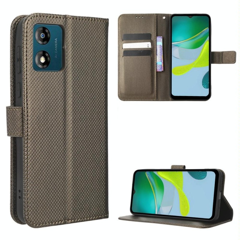 For Motorola Moto E13 4G Diamond Texture Leather Phone Case(Brown)