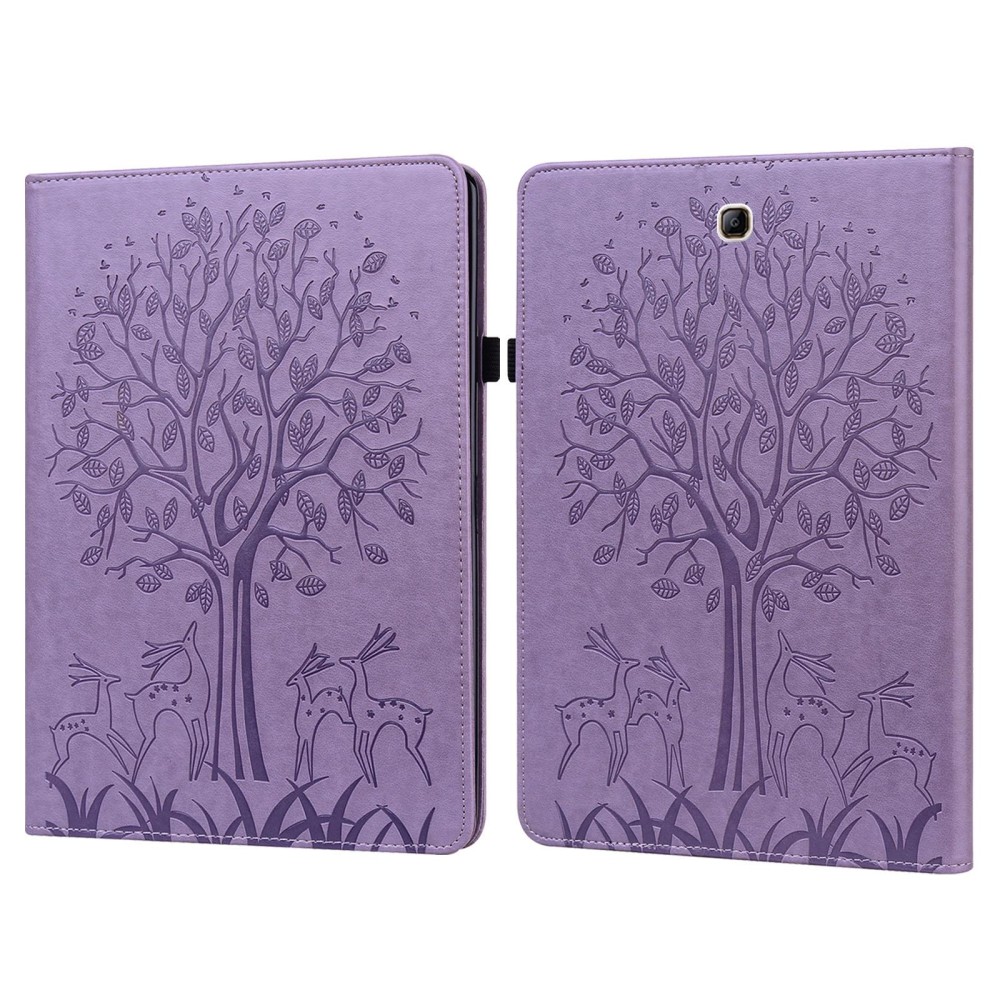For Samsung Galaxy Tab A 9.7 T550 / T555 Tree & Deer Pattern Embossed Leather Tablet Case(Purple)