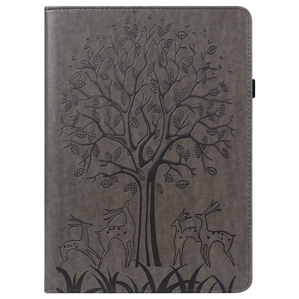 For Samsung Galaxy Tab A 9.7 T550 / T555 Tree & Deer Pattern Embossed Leather Tablet Case(Grey)