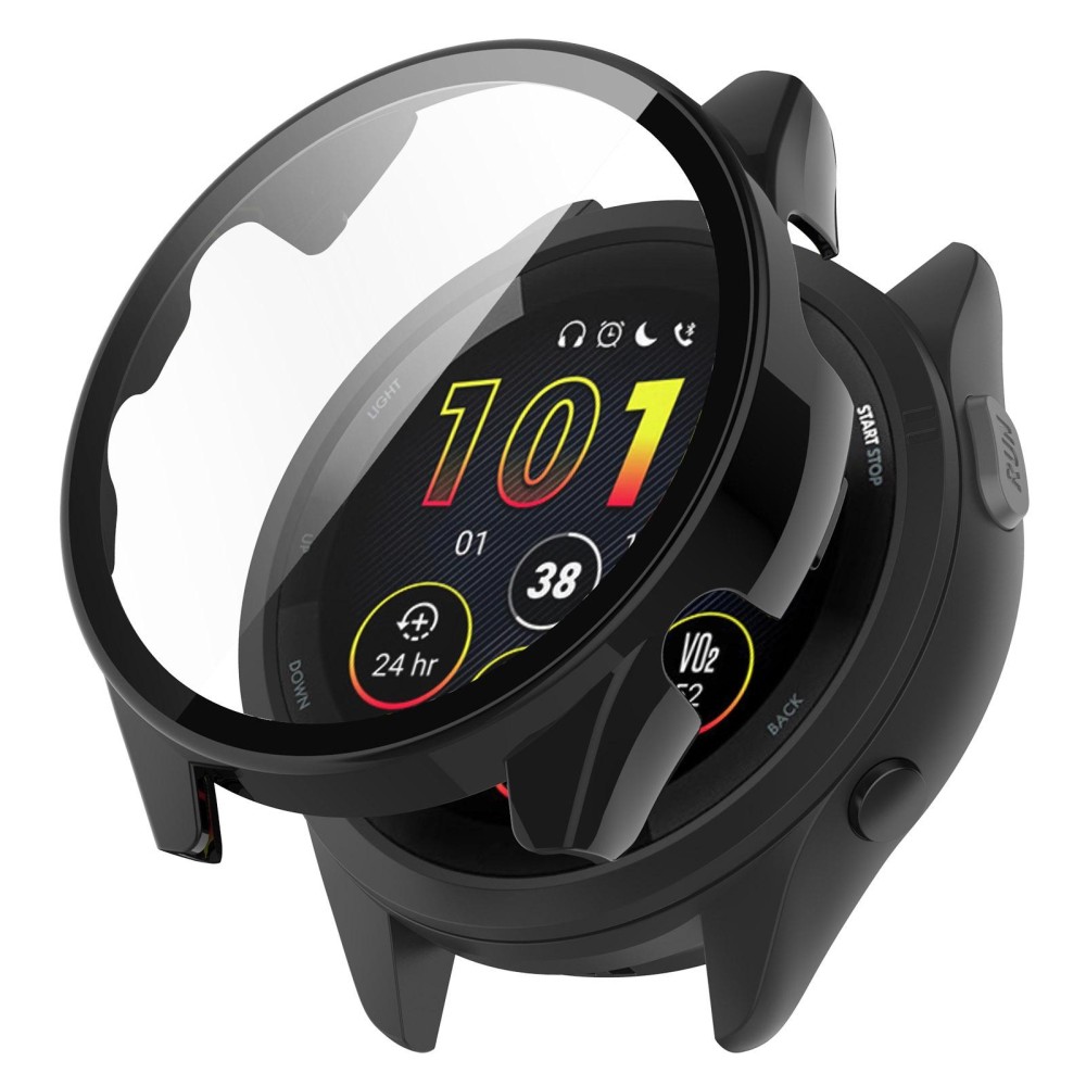 For Garmin Forerunner 265 PC + Tempered Glass Film Integrated Watch Protective Case(Black)