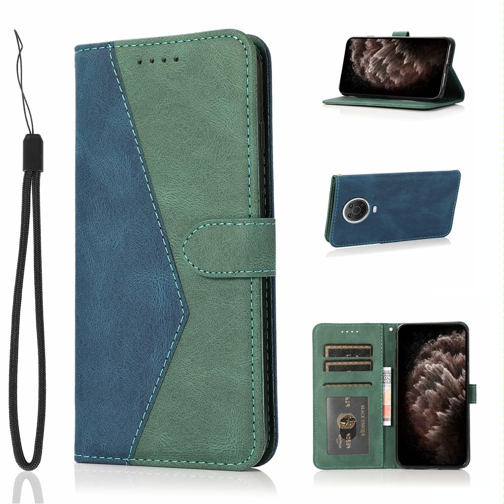 For Nokia G10 / G20 / 6.3 Dual-color Stitching Leather Phone Case(Blue Green) kat