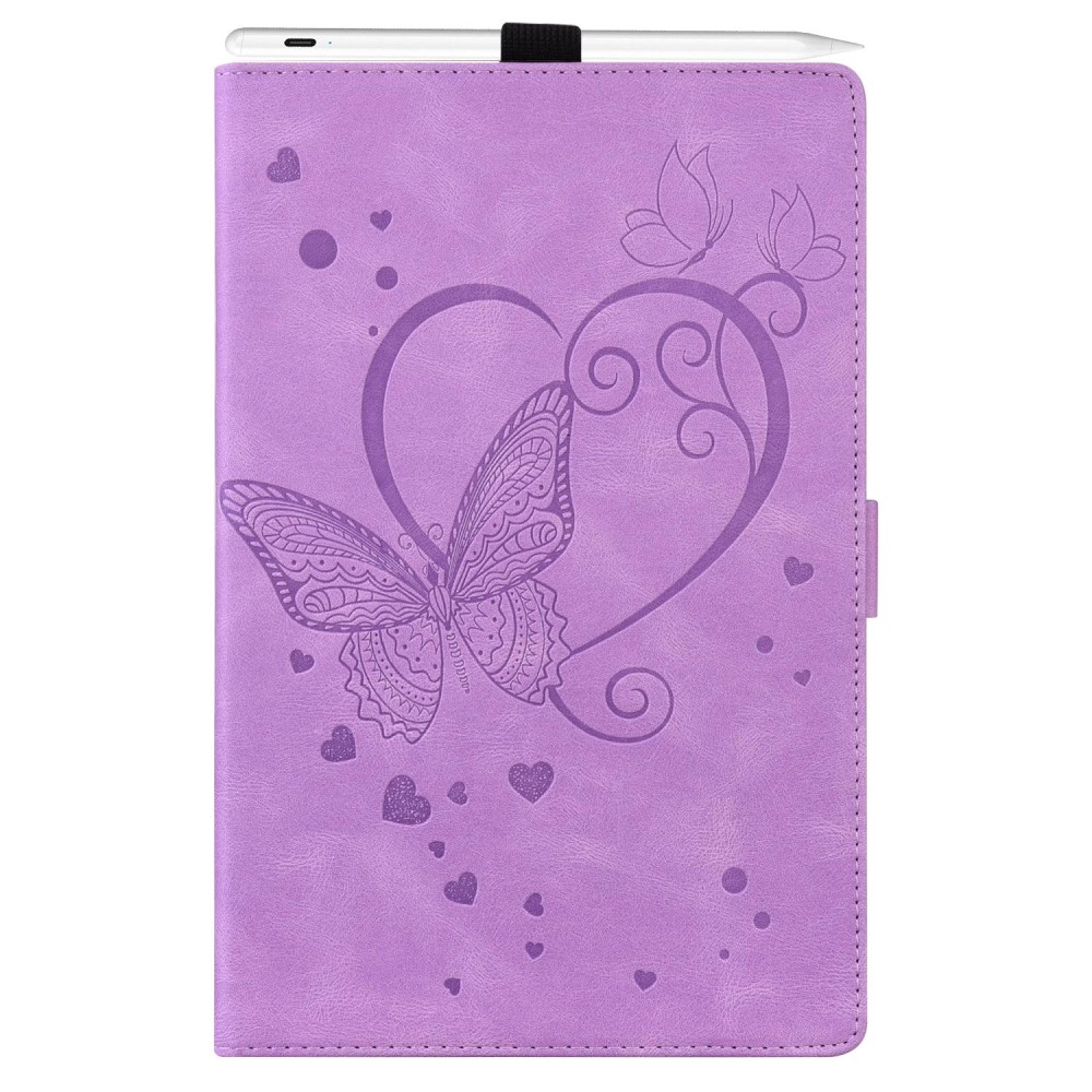 For Samsung Galaxy Tab A8 10.5 2021 Love Butterfly Pattern Leather Tablet Case with Holder & Sleep / Wake-up Function(Purple)