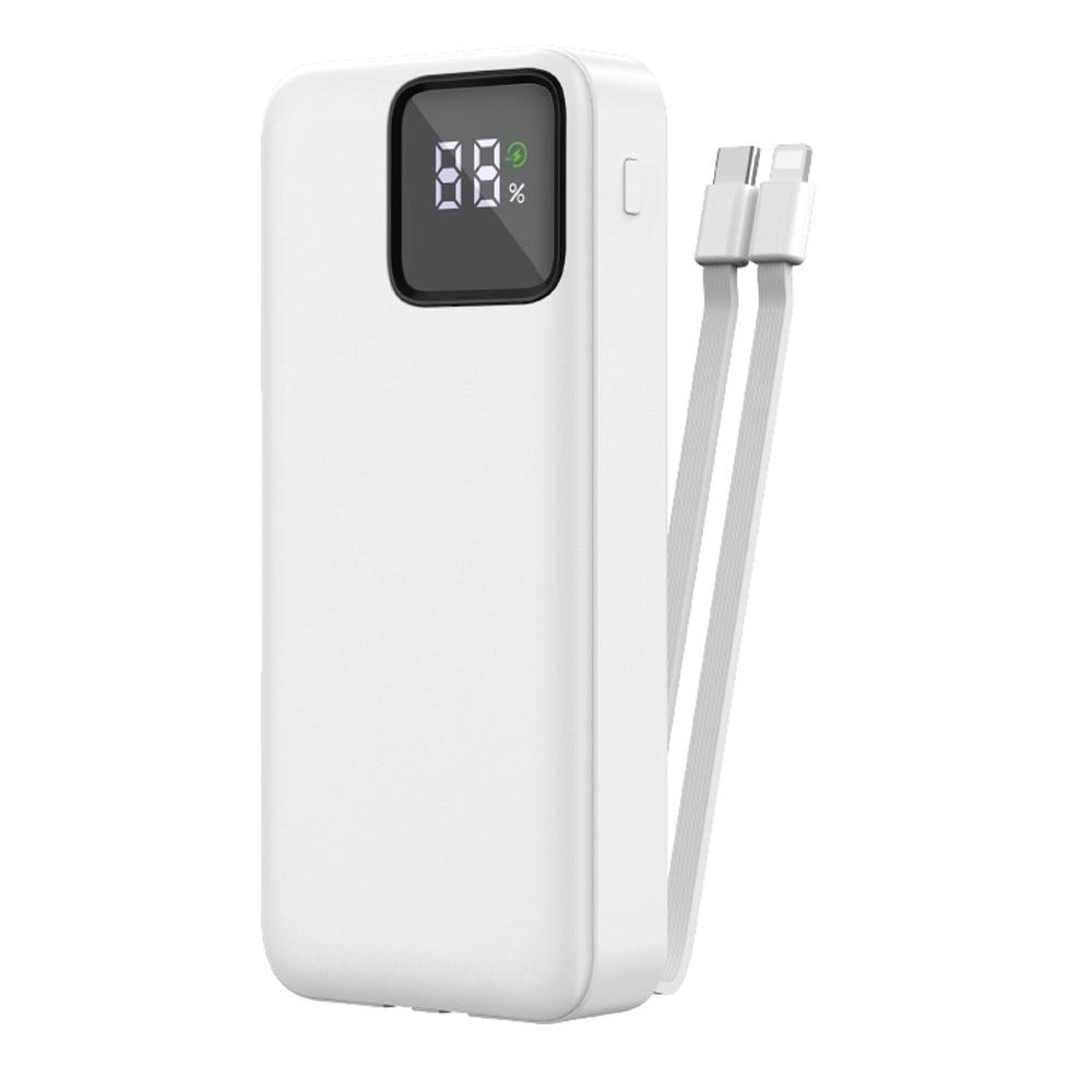 WIWU JC-22 20000mAh LED Digital Display Power Bank with Cable(White)