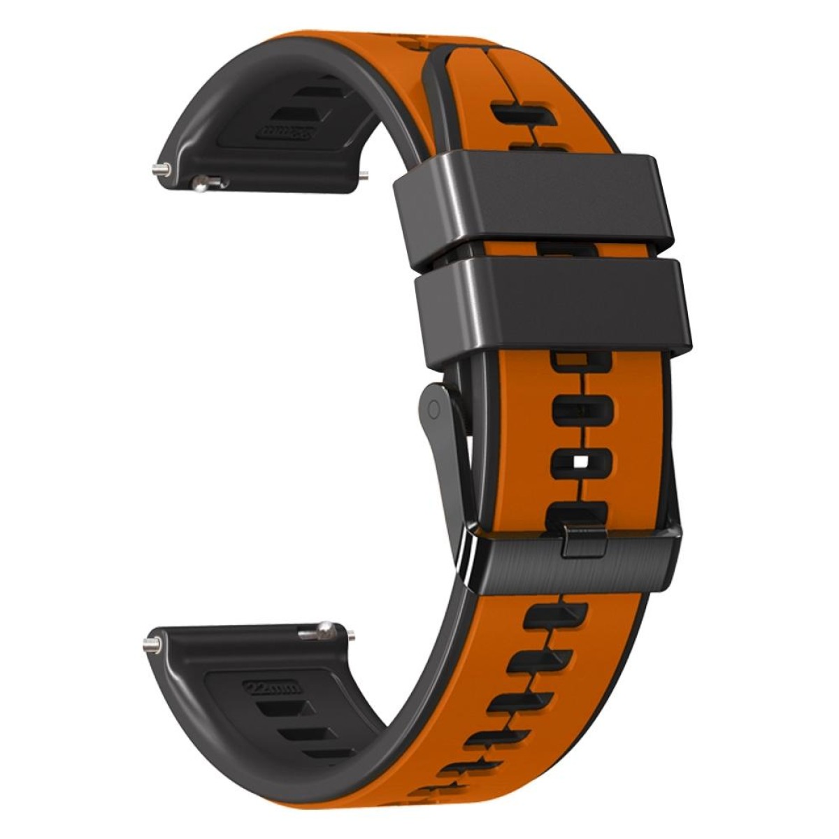 22mm Universal Vertical Line Two-Color Silicone Watch Band(Orange+Black)