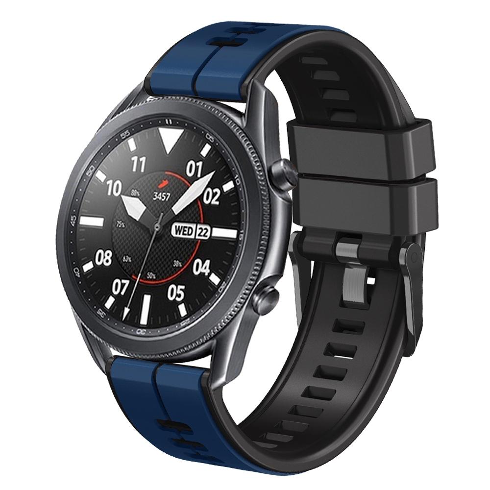 22mm Universal Vertical Line Two-Color Silicone Watch Band(Dark Blue+Black)