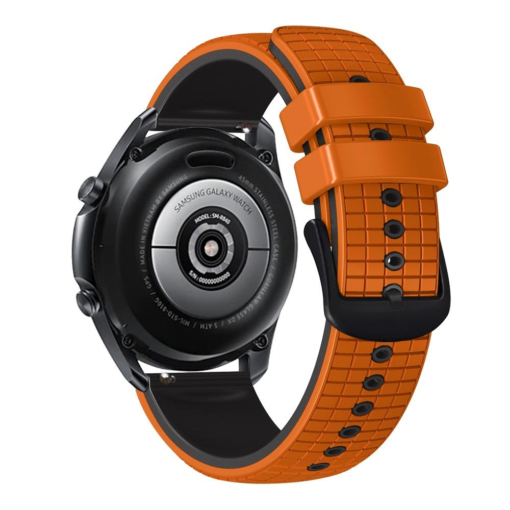 22mm Universal Mesh Two-Tone Silicone Watch Band(Orange Black)