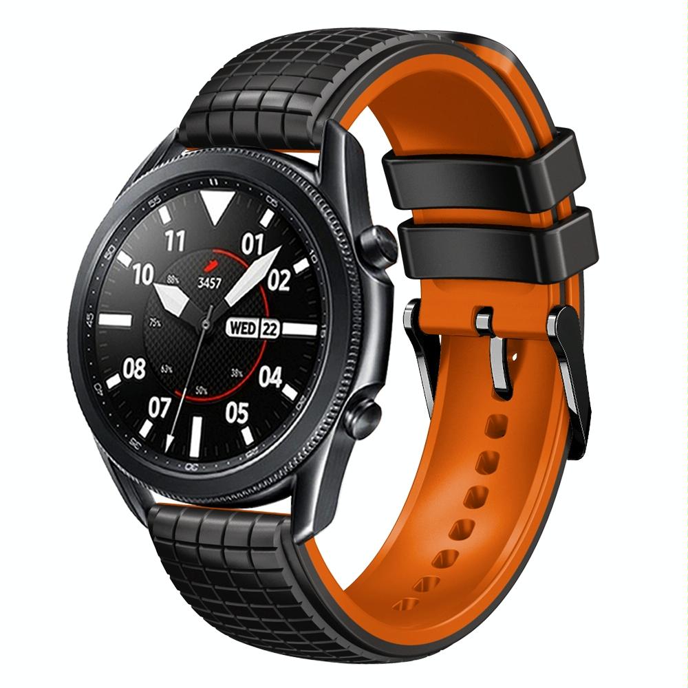 22mm Universal Mesh Two-Tone Silicone Watch Band(Black Orange)