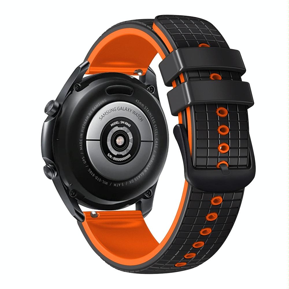 22mm Universal Mesh Two-Tone Silicone Watch Band(Black Orange)