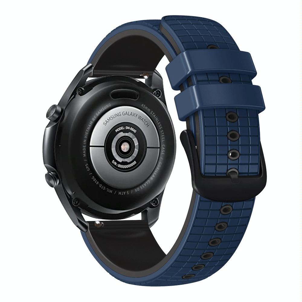 22mm Universal Mesh Two-Tone Silicone Watch Band(Dark Blue Black)