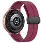 22mm Universal Flat Head Groove Folding Black Buckle Silicone Watch Band(Wine Red)