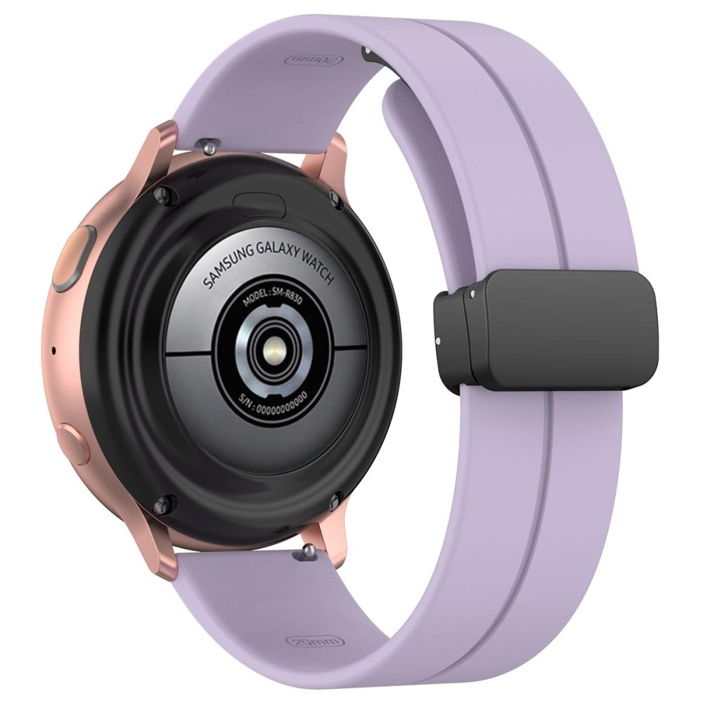 22mm Universal Flat Head Groove Folding Black Buckle Silicone Watch Band(Purple)