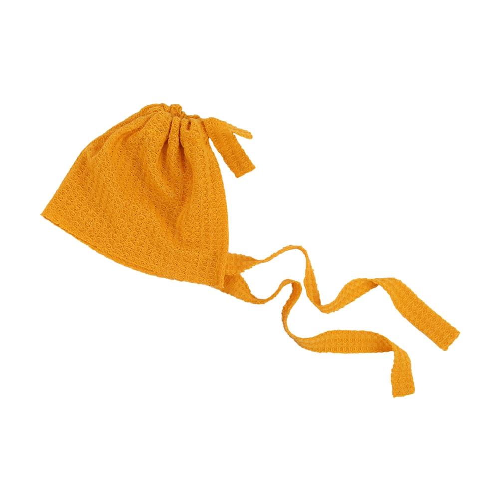 Elastic Fabric Newborn Baby Cute Cap with Strap(Yellow)