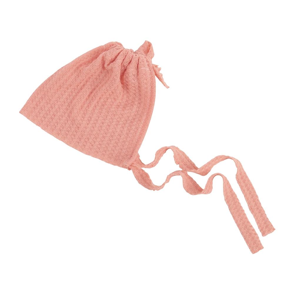 Elastic Fabric Newborn Baby Cute Cap with Strap(Light Pink)