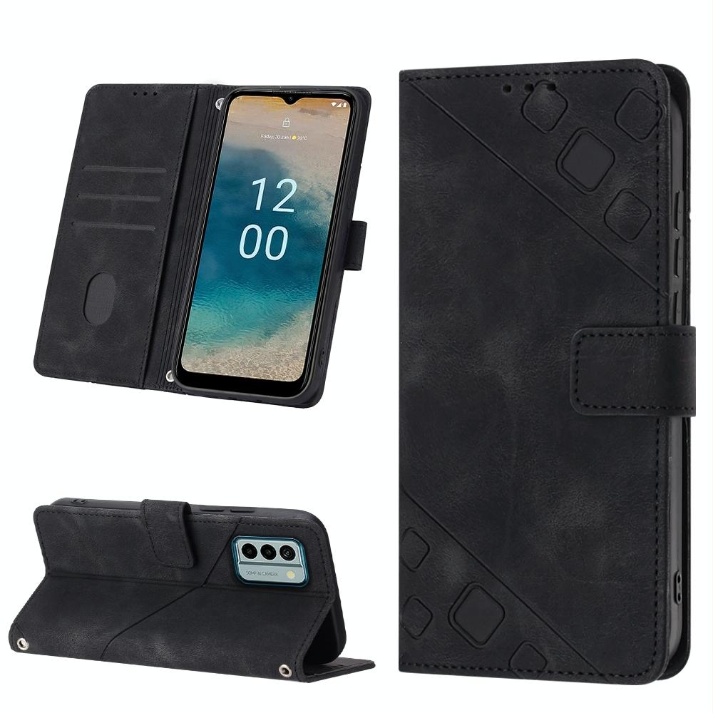 For Nokia G22 Skin-feel Embossed Leather Phone Case(Black)