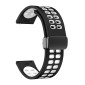 22mm Double-row Hole Folding Black Buckle Two-color Silicone Watch Band(Black White)