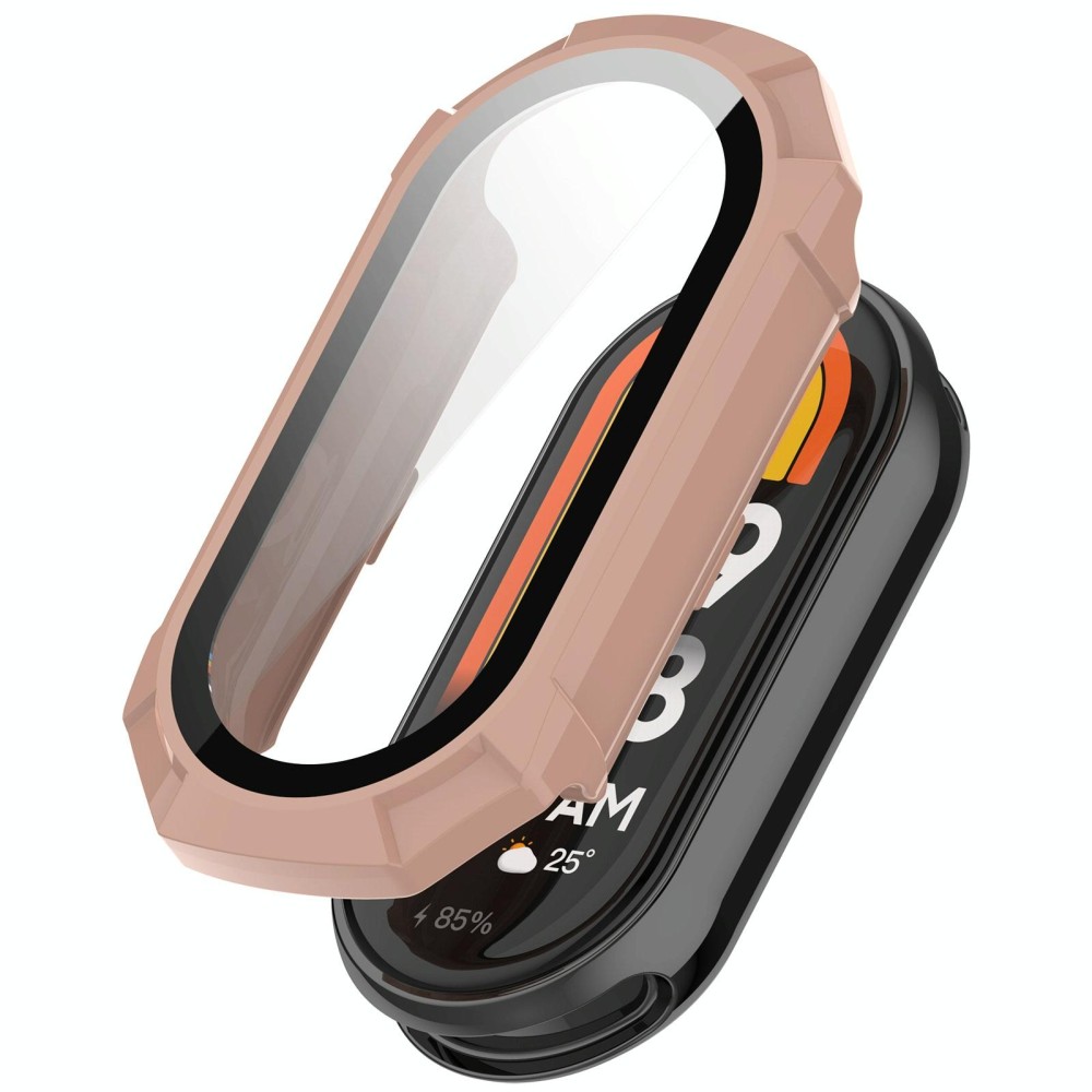 For Xiaomi Mi Band 8 PC + Tempered Glass Integrated Protective Watch Case(Pink)
