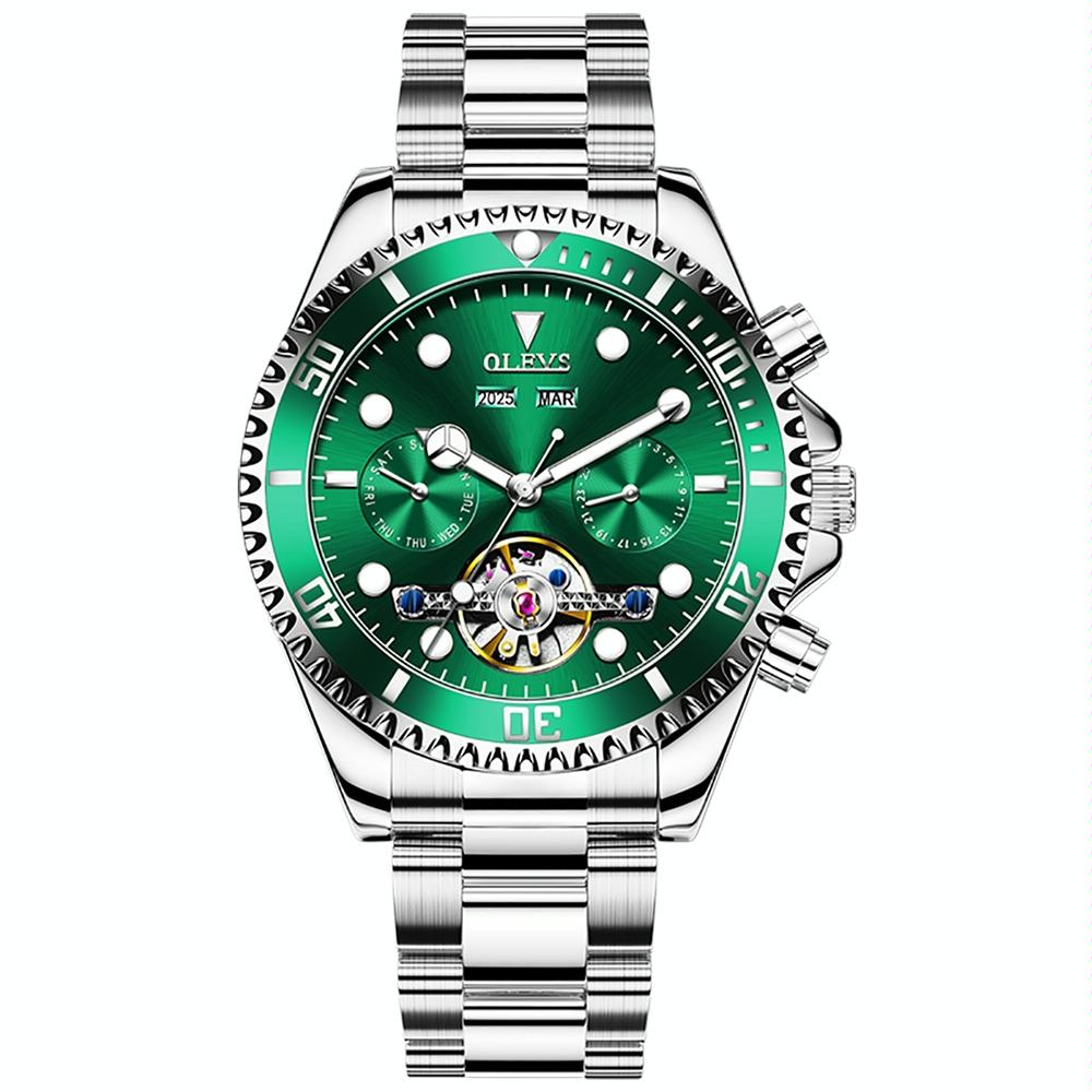 OLEVS 6605 Men Multifunctional Waterproof Mechanical Watch(Green)