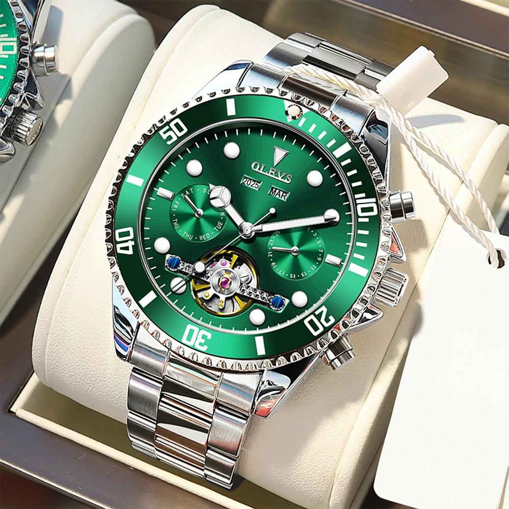 OLEVS 6605 Men Multifunctional Waterproof Mechanical Watch(Green)