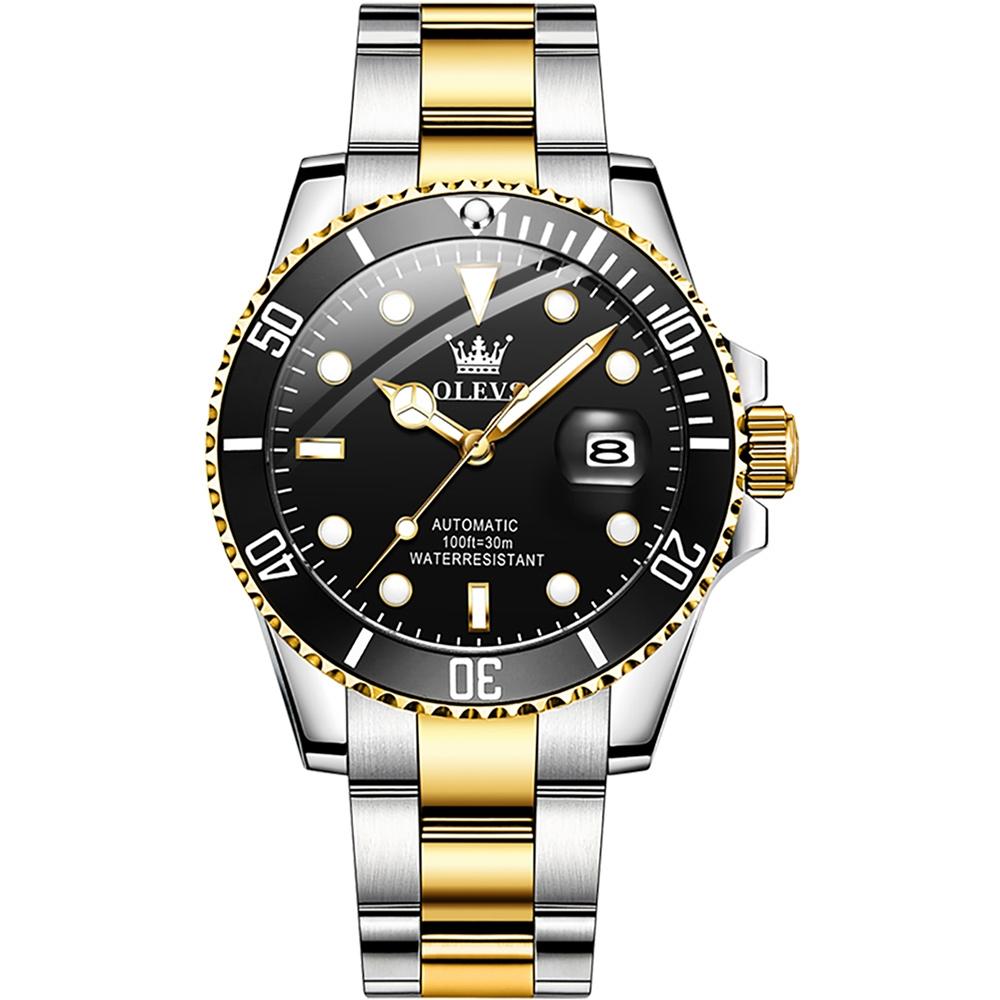 OLEVS 6650 Men Luminous Waterproof Mechanical Watch(Black + Gold)