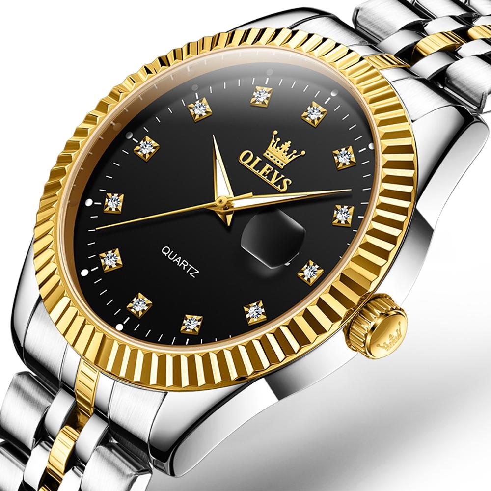 OLEVS 5526 Men Diamond Set Luminous Waterproof Quartz Watch(Black)