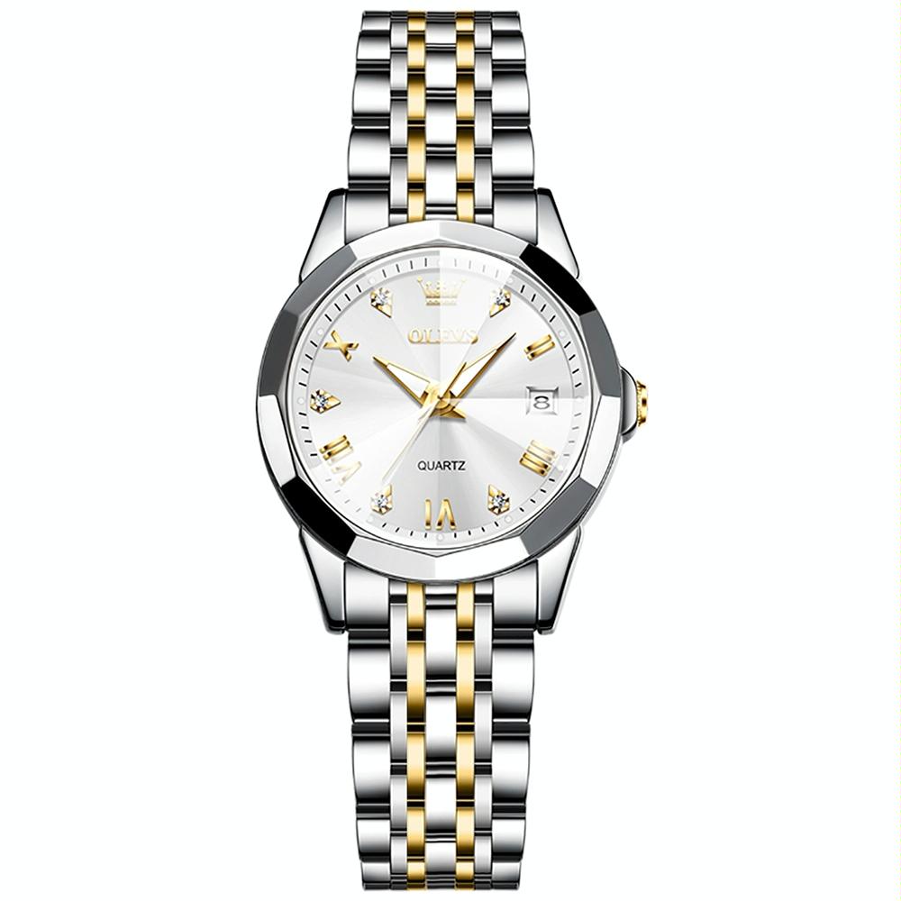 OLEVS 9931 Women Butterfly Buckle Luminous Waterproof Quartz Watch(White + Gold)